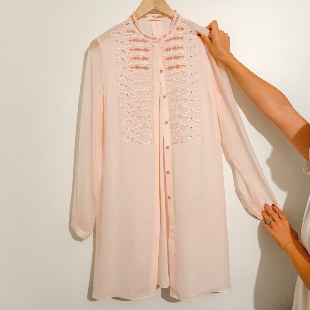 Elegant sheer baby pink dress